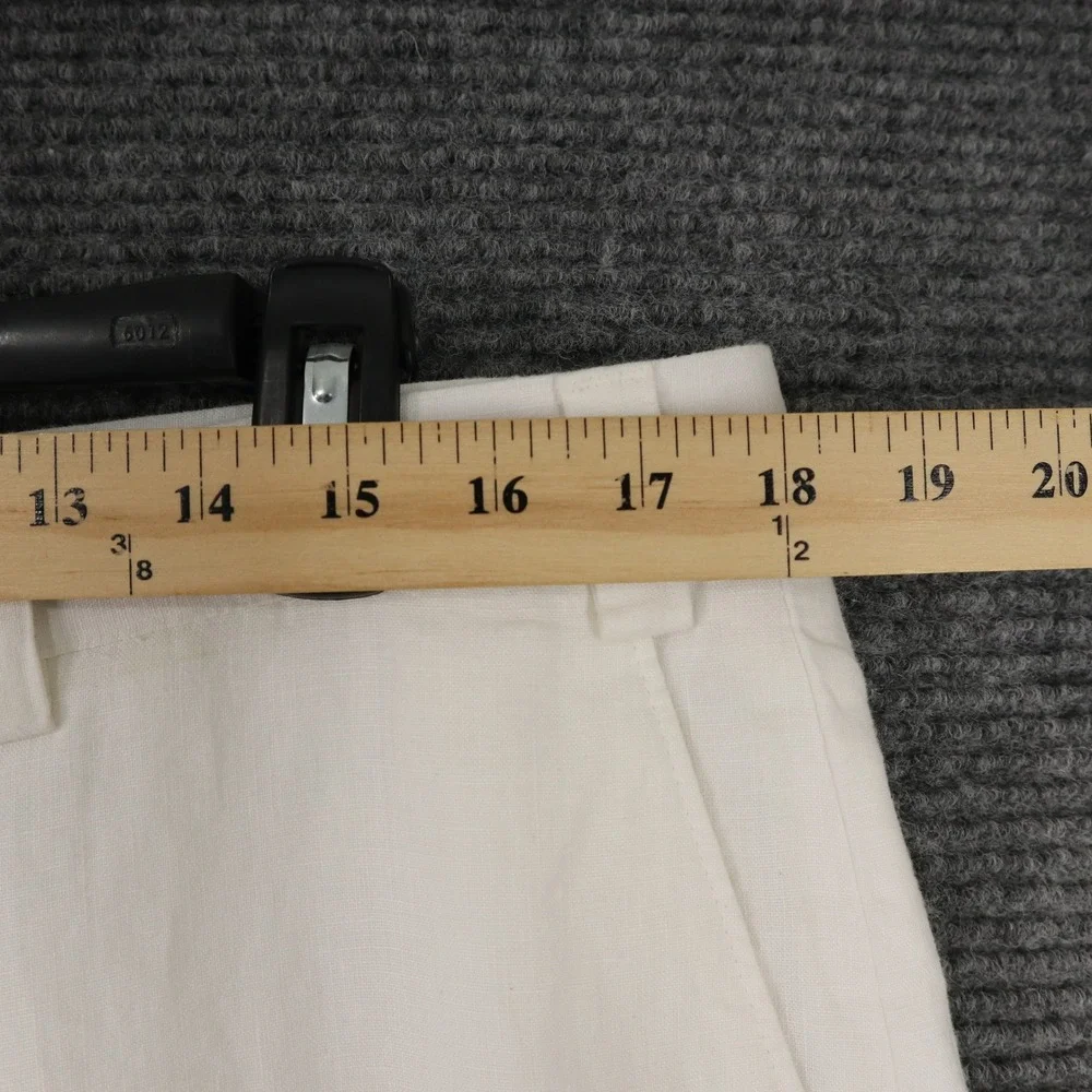 Calvin Klein Flat Front Mens 36x31 Linen Dress Pants White Summer Beach Wedding